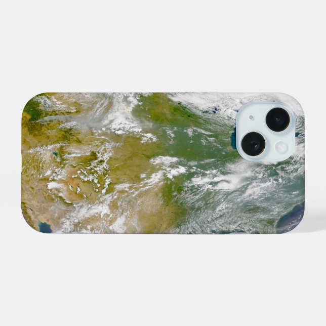 North America With Smoke Visible In Locations. iPhone 15 Case (Back Horizontal)