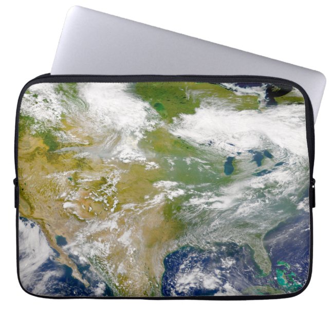 North America With Smoke Visible In Locations. Laptop Sleeve (Front)