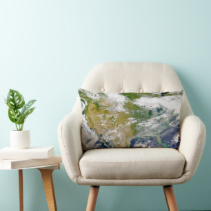 North America With Smoke Visible In Locations. Lumbar Cushion