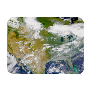 North America With Smoke Visible In Locations. Magnet