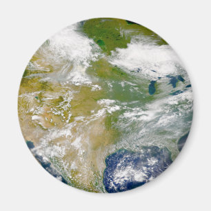North America With Smoke Visible In Locations. Magnet