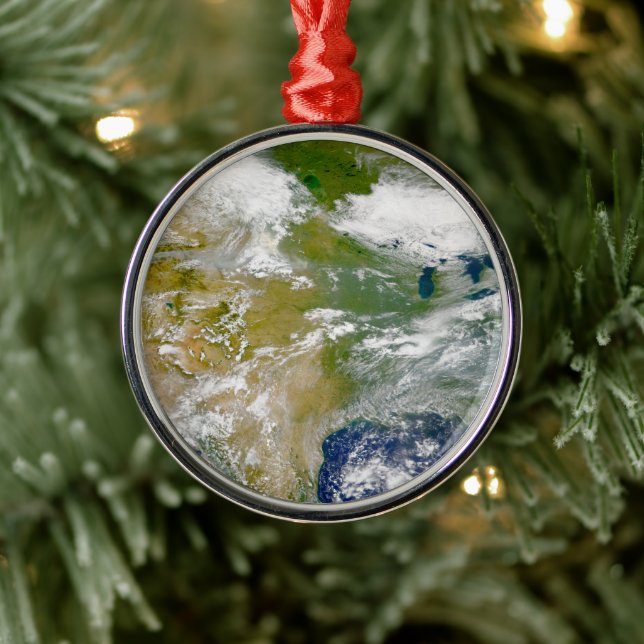 North America With Smoke Visible In Locations. Metal Ornament (Tree)