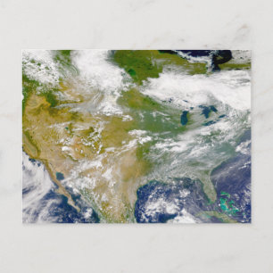 North America With Smoke Visible In Locations. Postcard