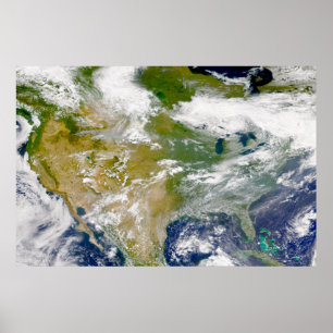 North America With Smoke Visible In Locations. Poster