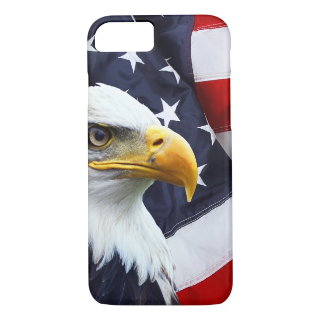 North American Bald Eagle on American flag Case-Mate iPhone Case (Back)