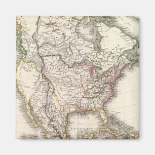 North American Engraved Map Magnet