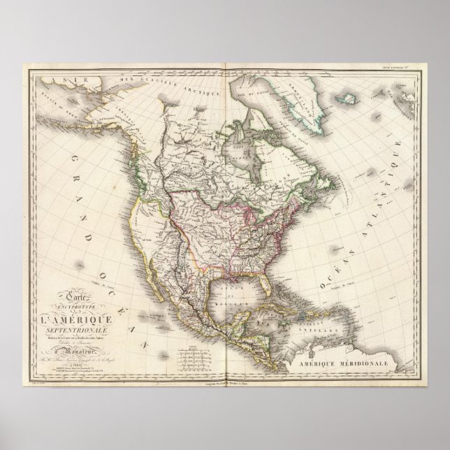 North American Engraved Map Poster (Front)
