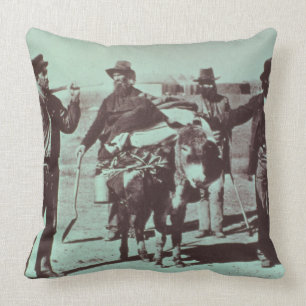 North American gold diggers, c.1849 (b/w photo) Cushion