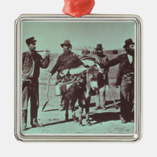 North American gold diggers, c.1849 (b/w photo) Metal Ornament