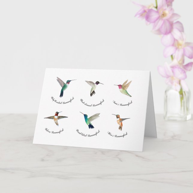 North American Hummingbirds   Card (Orchid)