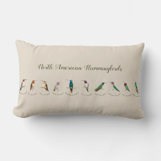 North American Hummingbirds Lumbar Cushion (Front)