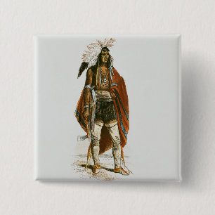 North American Indian 15 Cm Square Badge
