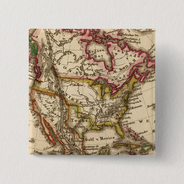 North American Map 2 15 Cm Square Badge (Front)