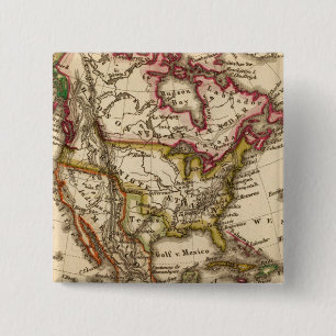North American Map 2 15 Cm Square Badge