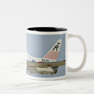 North American Naval FJ2 Fury Jet Fighter flying Two-Tone Coffee Mug