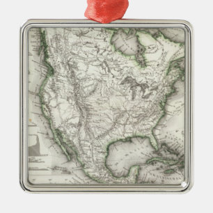 North American Rivers and Mountains Metal Ornament