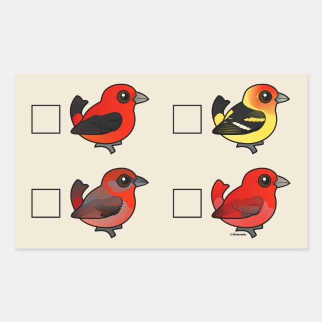North American Tanager Checklist Rectangular Sticker (Front)
