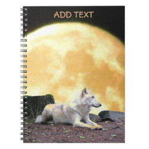 North American Wolf Against Full Moon Notebook