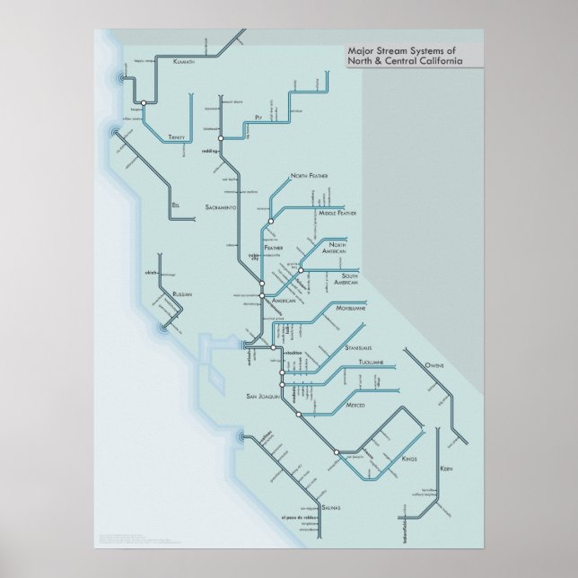 North and Central California Rivers 18" x 24" Poster (Front)