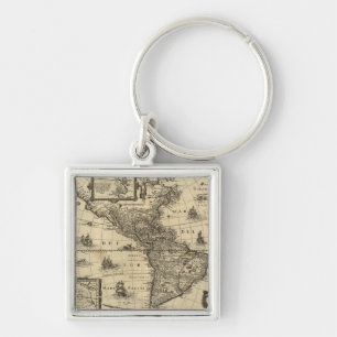 North and South America - Panoramic Map Key Ring
