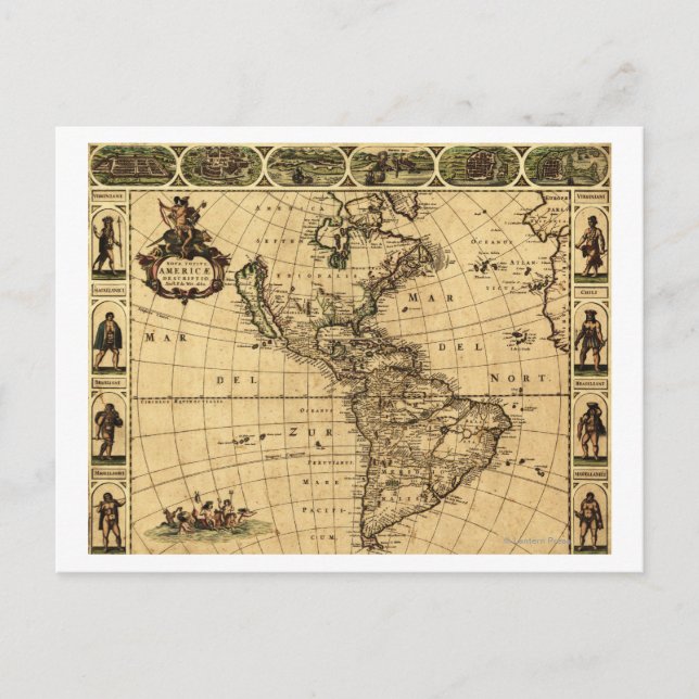 North and South AmericaPanoramic Map Postcard (Front)