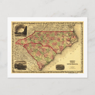 North and South CarolinaPanoramic Map Postcard