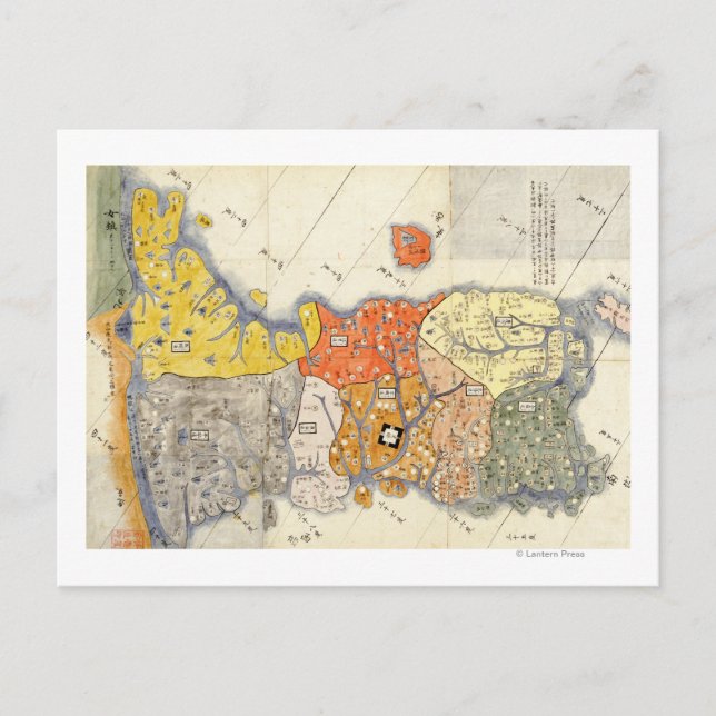 North and South KoreaPanoramic Map Postcard (Front)