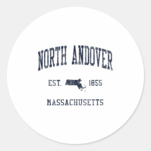 North Andover Ma Jn1 Vintage Athletic Blue Design Classic Round Sticker