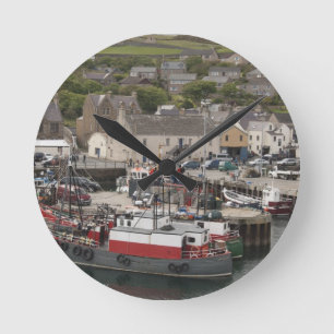 North Atlantic waterfront port of Stromness Round Clock
