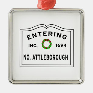 North Attleborough, MA Holiday Wreath Ceramic Orna Metal Ornament