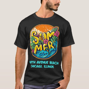 North Avenue Beach Chicago Illinois Summer Vacatio T-Shirt