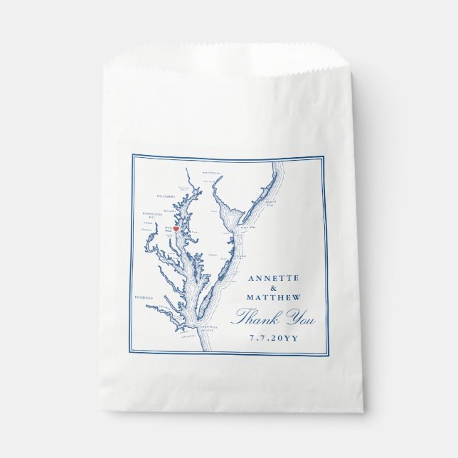 North Beach Maryland Thank You Wedding Favour Bag (Front)