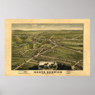 North Berwick ME Panoramic Birdseye View 1877 Poster