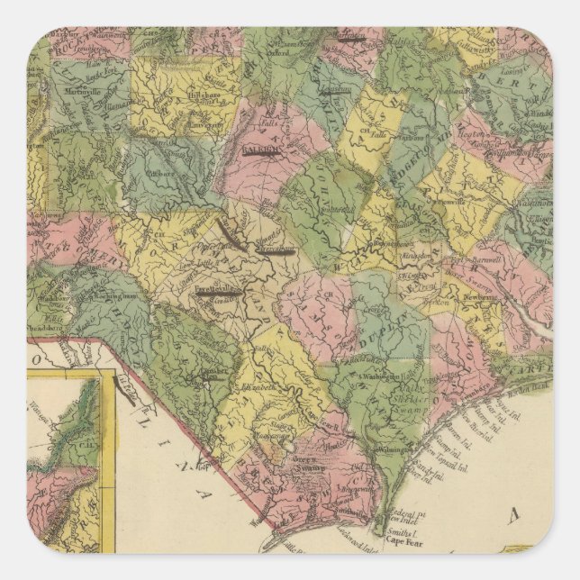 North Carolina 10 Square Sticker (Front)