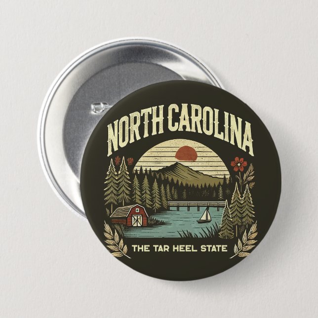 North Carolina 7.5 Cm Round Badge (Front & Back)