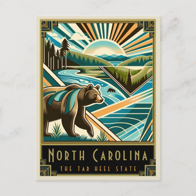 North Carolina | Art Deco Postcard (Front)