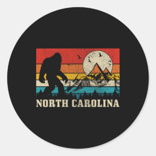 North Carolina Bigfoot Vintage Mountains Hiking Ca Classic Round Sticker