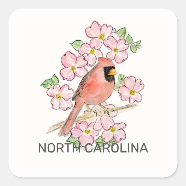 North Carolina bird flower Square Sticker (Front)