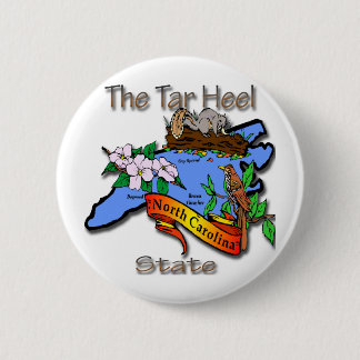 North Carolina Blue The Tar Heel State BirdFlower 6 Cm Round Badge