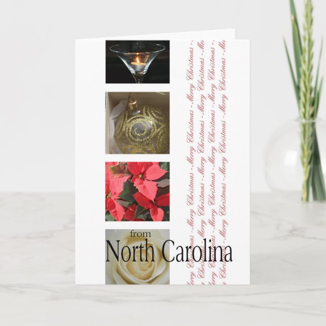 North Carolina  Christmas Card, state specific Holiday Card (Front)