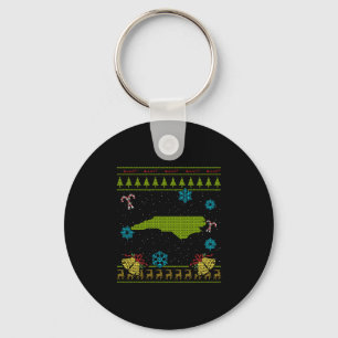 North Carolina Christmas Ugly Shirt Key Ring