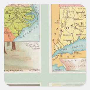 North Carolina, Connecticut, West Virginia, Ohio Square Sticker