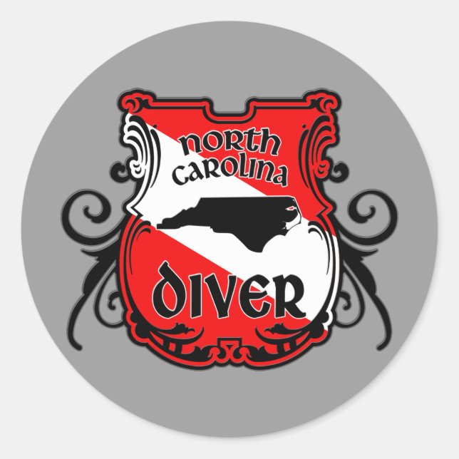 North Carolina Diver Classic Round Sticker (Front)