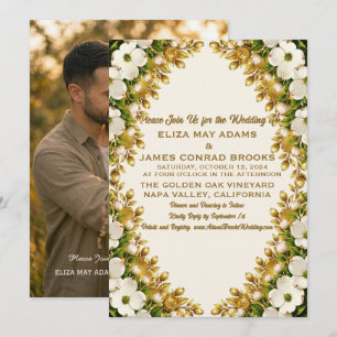 North Carolina Dogwood Photo Wedding Invitation
