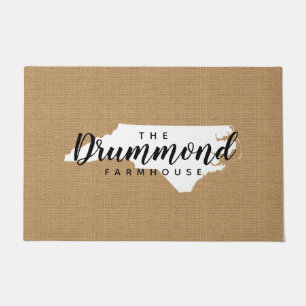 North Carolina Family Monogram State Doormat