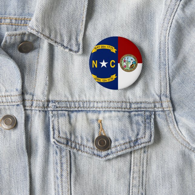 North Carolina flag 6 Cm Round Badge (In Situ)