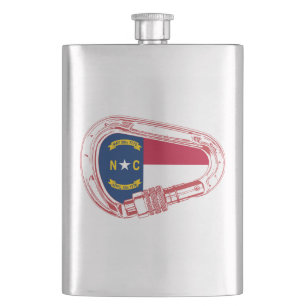 North Carolina Flag Climbing Carabiner Hip Flask