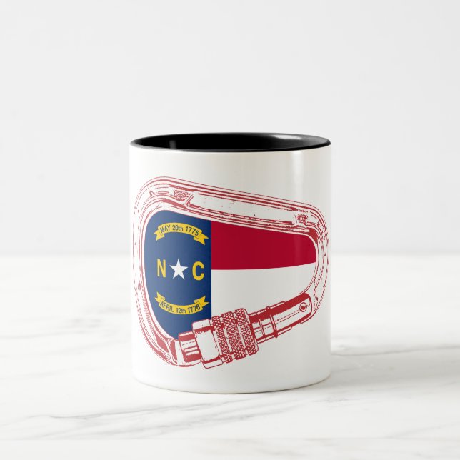 North Carolina Flag Climbing Carabiner Two-Tone Coffee Mug (Center)