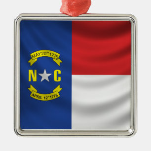 North Carolina Flag Metal Tree Decoration