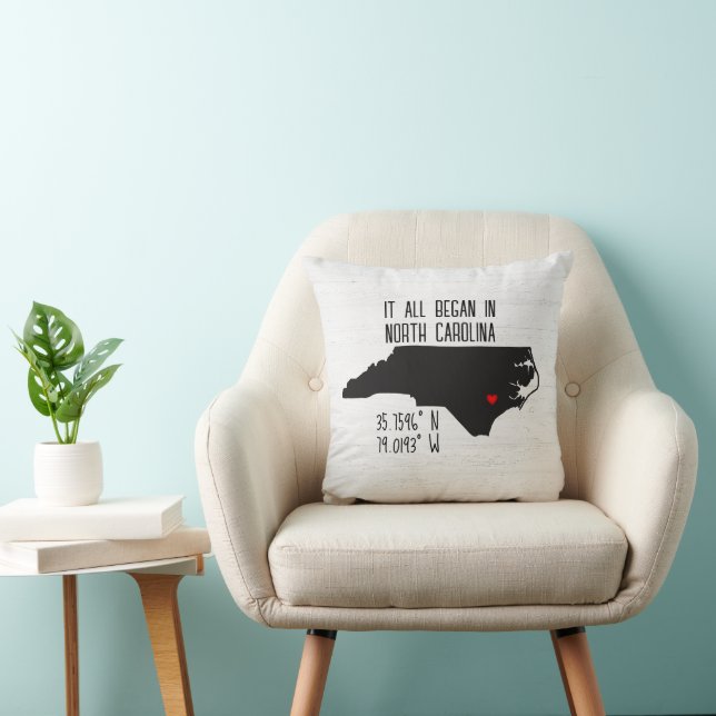 North Carolina GPS Coordinates with Heart Cushion (Chair)